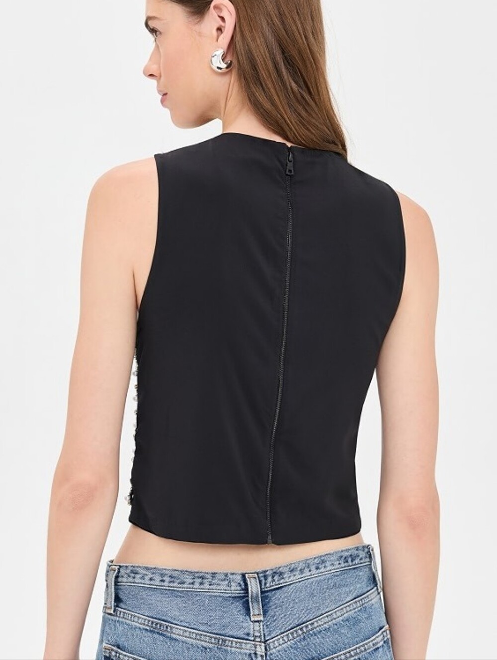 Alice + Olivia Employed Black Sleeveless Cropped Top 8